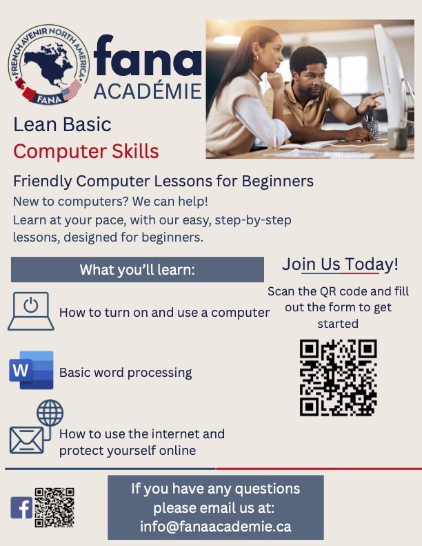 English computer course flyer